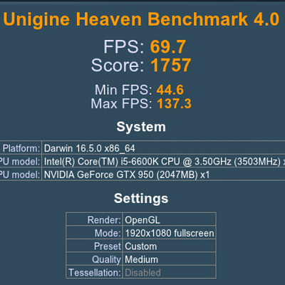 Heaven Gene GTX 950 Sierra 10.12.4
