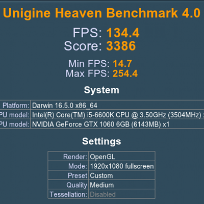 Heaven Gene GTX 1060 Sierra 10.12.4