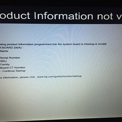 Product Information Not Valid