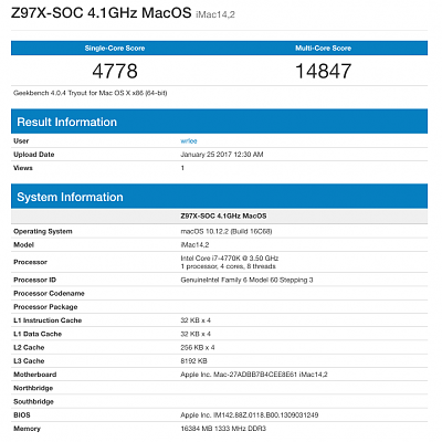 GeekBench 4, i7-4770K 4.1GHz