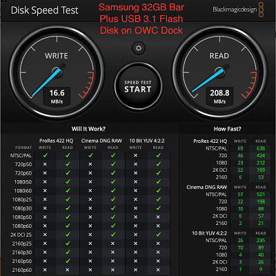 Samsung Bar Plus 32GB USB Flash Disk Speed Test