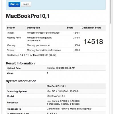 geekbench macbook pro retina 10,2