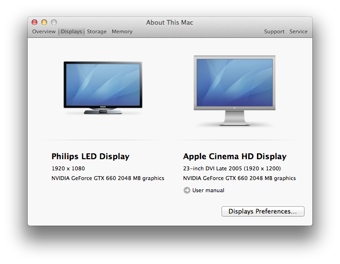 Customized About This Mac - Displays